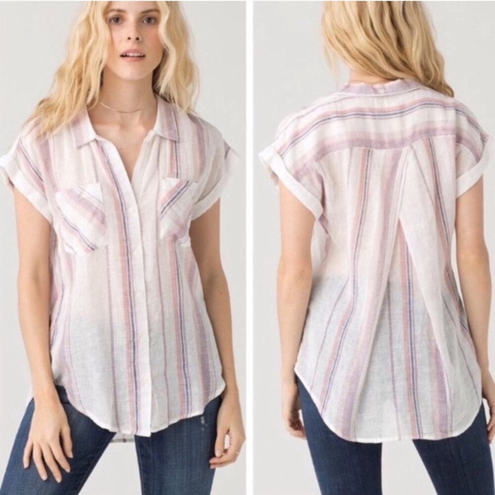 5/$30 Thread and Supply Striped Button Down Shirt S